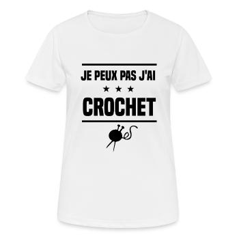 j'peux pas j'ai crochet laine humour - T-shirt respirant Femme - blanc - Devant - AI Model Female 172 dark (172cm)