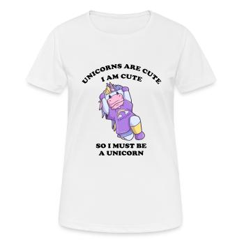 sportliches Einhorn - Frauen T-Shirt atmungsaktiv - Weiß - Vorne - AI Model Female 172 dark (172cm)