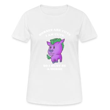 Pferde sind niedlich ich bin niedlich also bin ich - Frauen T-Shirt atmungsaktiv - Weiß - Vorne - AI Model Female 172 dark (172cm)