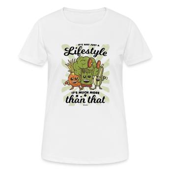 vegan Gemüse Lifestyle Lebensmittel - Frauen T-Shirt atmungsaktiv - Weiß - Vorne - AI Model Female 172 dark (172cm)