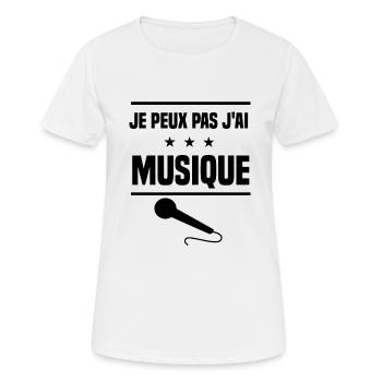 j'peux pas j'ai musique micro humour - T-shirt respirant Femme - blanc - Devant - AI Model Female 172 dark (172cm)