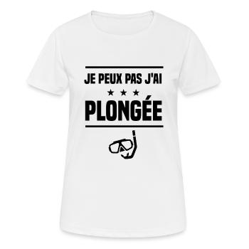 j'peux pas j'ai plongée en tuba humour - T-shirt respirant Femme - blanc - Devant - AI Model Female 172 dark (172cm)