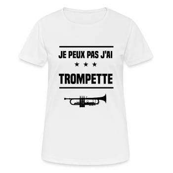 j'peux pas j'ai trompette instrument humour - T-shirt respirant Femme - blanc - Devant - AI Model Female 172 dark (172cm)
