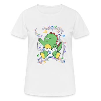 Baby Dino Eierschale Party Musik Geschenk - Frauen T-Shirt atmungsaktiv - Weiß - Vorne - AI Model Female 172 dark (172cm)