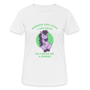 Pferde sind niedlich ich bin niedlich also bin ich - Frauen T-Shirt atmungsaktiv - Weiß - Vorne - AI Model Female 172 dark (172cm)