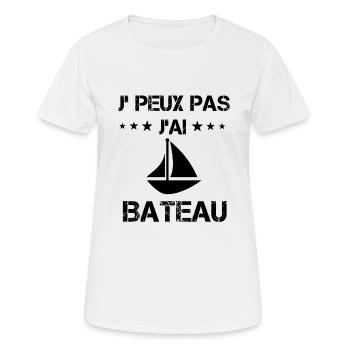 j'peux pas j'ai bateau cadeau ancre - T-shirt respirant Femme - blanc - Devant - AI Model Female 172 dark (172cm)