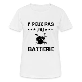 j'peux pas j'ai batterie cadeau batteur - T-shirt respirant Femme - blanc - Devant - AI Model Female 172 dark (172cm)