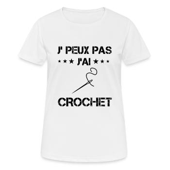 j'peux pas j'ai crochet cadeau couture - T-shirt respirant Femme - blanc - Devant - AI Model Female 172 dark (172cm)