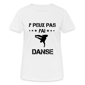 j'peux pas j'ai danse danceur cadeau danceur - T-shirt respirant Femme - blanc - Devant - AI Model Female 172 dark (172cm)