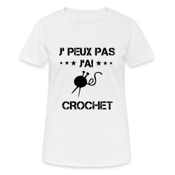 j'peux pas j'ai crochet laine cadeau couture - T-shirt respirant Femme - blanc - Devant - AI Model Female 172 dark (172cm)