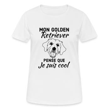 Chien de race golden retriever - T-shirt respirant Femme - blanc - Devant - AI Model Female 172 dark (172cm)