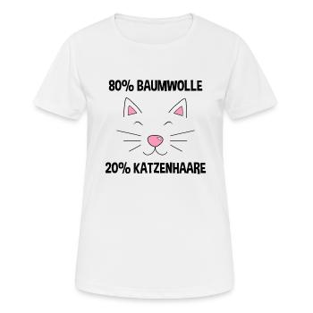 Baumwolle Katze Haar Katze Sprüche - Frauen T-Shirt atmungsaktiv - Weiß - Vorne - AI Model Female 172 dark (172cm)