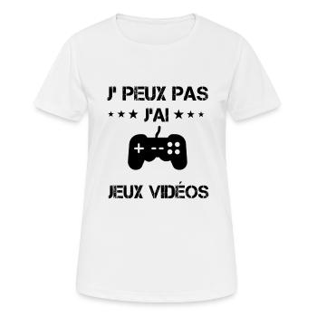j'peux pas j'ai jeux vidéos cadeau gameur - T-shirt respirant Femme - blanc - Devant - AI Model Female 172 dark (172cm)