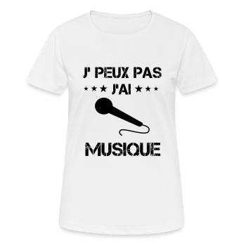 j'peux pas j'ai musique micro cadeau micro - T-shirt respirant Femme - blanc - Devant - AI Model Female 172 dark (172cm)