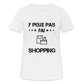 j'peux pas j'ai shopping cadeau achateuse - T-shirt respirant Femme - blanc - Devant - AI Model Female 172 dark (172cm)