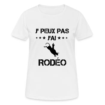 j'peux pas j'ai rodéo cadeau taureau - T-shirt respirant Femme - blanc - Devant - AI Model Female 172 dark (172cm)