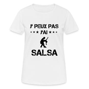 j'peux pas j'ai salsa cadeau danse - T-shirt respirant Femme - blanc - Devant - AI Model Female 172 dark (172cm)