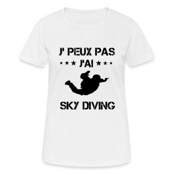 j'peux pas j'ai sky diving cadeau parachutisme - T-shirt respirant Femme - blanc - Devant - AI Model Female 172 dark (172cm)