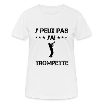 j'peux pas j'ai trompette cadeau trompettiste - T-shirt respirant Femme - blanc - Devant - AI Model Female 172 dark (172cm)