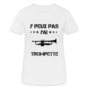 j'peux pas j'ai trompette instrument cadeau - T-shirt respirant Femme - blanc - Devant - AI Model Female 172 dark (172cm)