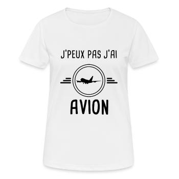 j'peux pas j'ai avion - T-shirt respirant Femme - blanc - Devant - AI Model Female 172 dark (172cm)