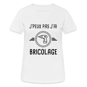 j'peux pas j'ai bricolage perceuse - T-shirt respirant Femme - blanc - Devant - AI Model Female 172 dark (172cm)