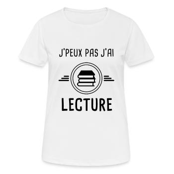 j'peux pas j'ai lecture - T-shirt respirant Femme - blanc - Devant - AI Model Female 172 dark (172cm)