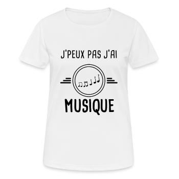 j'peux pas j'ai musique - T-shirt respirant Femme - blanc - Devant - AI Model Female 172 dark (172cm)