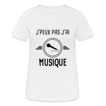 j'peux pas j'ai musique micro - T-shirt respirant Femme - blanc - Devant - AI Model Female 172 dark (172cm)
