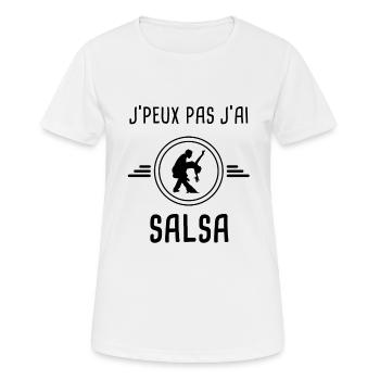 j'peux pas j'ai salsa - T-shirt respirant Femme - blanc - Devant - AI Model Female 172 dark (172cm)