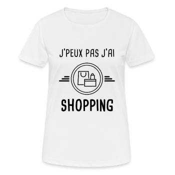 j'peux pas j'ai shopping - T-shirt respirant Femme - blanc - Devant - AI Model Female 172 dark (172cm)