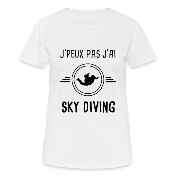 j'peux pas j'ai sky diving - T-shirt respirant Femme - blanc - Devant - AI Model Female 172 dark (172cm)