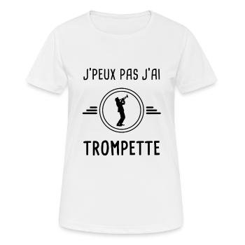 j'peux pas j'ai trompette - T-shirt respirant Femme - blanc - Devant - AI Model Female 172 dark (172cm)