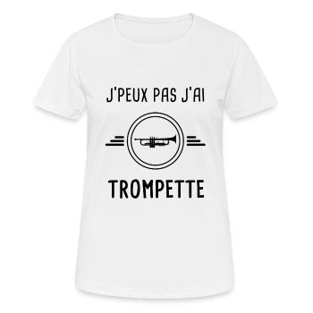 j'peux pas j'ai trompette instrument - T-shirt respirant Femme - blanc - Devant - AI Model Female 172 dark (172cm)