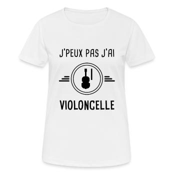 j'peux pas j'ai violoncelle instrument - T-shirt respirant Femme - blanc - Devant - AI Model Female 172 dark (172cm)