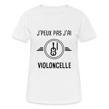 j'peux pas j'ai violoncelle musique - T-shirt respirant Femme - blanc - Devant - AI Model Female 172 dark (172cm)