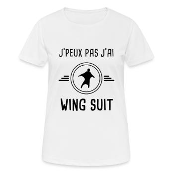 j'peux pas j'ai wing suit - T-shirt respirant Femme - blanc - Devant - AI Model Female 172 dark (172cm)