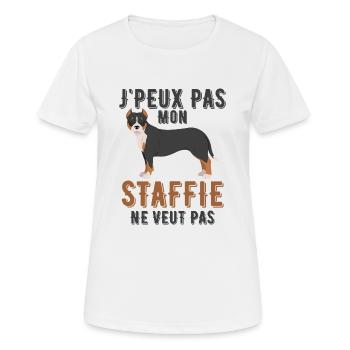 Staffie chien de race - T-shirt respirant Femme - blanc - Devant - AI Model Female 172 dark (172cm)