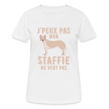 STAFFIE chien de race - T-shirt respirant Femme - blanc - Devant - AI Model Female 172 dark (172cm)