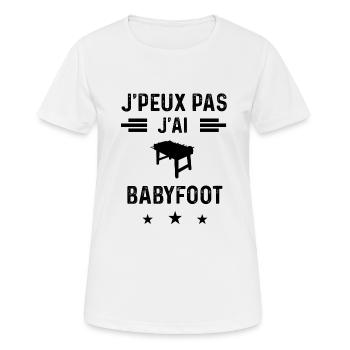 j'peux pas j'ai babyfoot babyfoot - T-shirt respirant Femme - blanc - Devant - AI Model Female 172 dark (172cm)