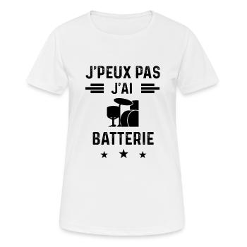 j'peux pas j'ai batterie music batteur - T-shirt respirant Femme - blanc - Devant - AI Model Female 172 dark (172cm)