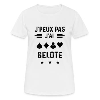 j'peux pas j'ai belote saut - T-shirt respirant Femme - blanc - Devant - AI Model Female 172 dark (172cm)