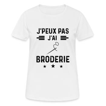 j'peux pas j'ai broderie couture - T-shirt respirant Femme - blanc - Devant - AI Model Female 172 dark (172cm)