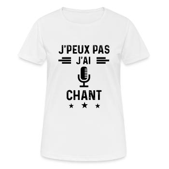 j'peux pas j'ai chant MIC chanteur - T-shirt respirant Femme - blanc - Devant - AI Model Female 172 dark (172cm)