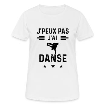 j'peux pas j'ai danse danceur danseur - T-shirt respirant Femme - blanc - Devant - AI Model Female 172 dark (172cm)