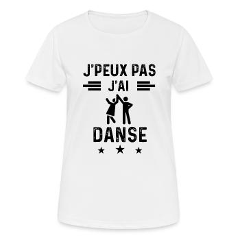 j'peux pas j'ai danse couple danseur - T-shirt respirant Femme - blanc - Devant - AI Model Female 172 dark (172cm)