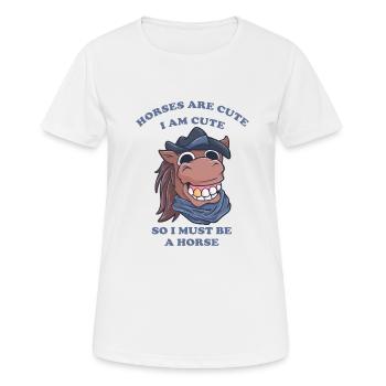 Pferde sind niedlich ich bin niedlich also bin ich - Frauen T-Shirt atmungsaktiv - Weiß - Vorne - AI Model Female 172 dark (172cm)