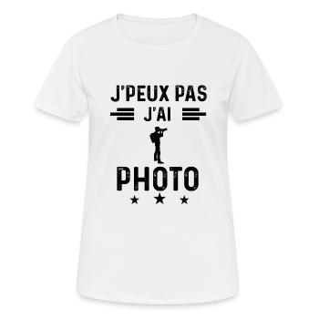 j'peux pas j'ai photo photographe - T-shirt respirant Femme - blanc - Devant - AI Model Female 172 dark (172cm)