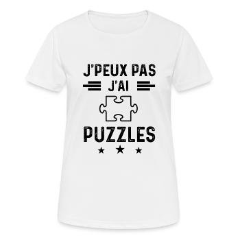 j'peux pas j'ai puzzles puzzle - T-shirt respirant Femme - blanc - Devant - AI Model Female 172 dark (172cm)
