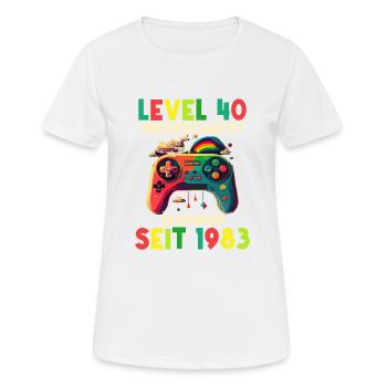 1983 Level 40 Jahre Gaming 40er 40 Geburtstag - Frauen T-Shirt atmungsaktiv - Weiß - Vorne - AI Model Female 172 dark (172cm)